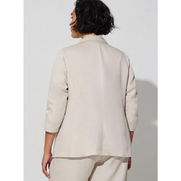 ✨Torrid Studio Linen Sz 2X Cream/Gray Blazer✨ - Picture 4 of 10
